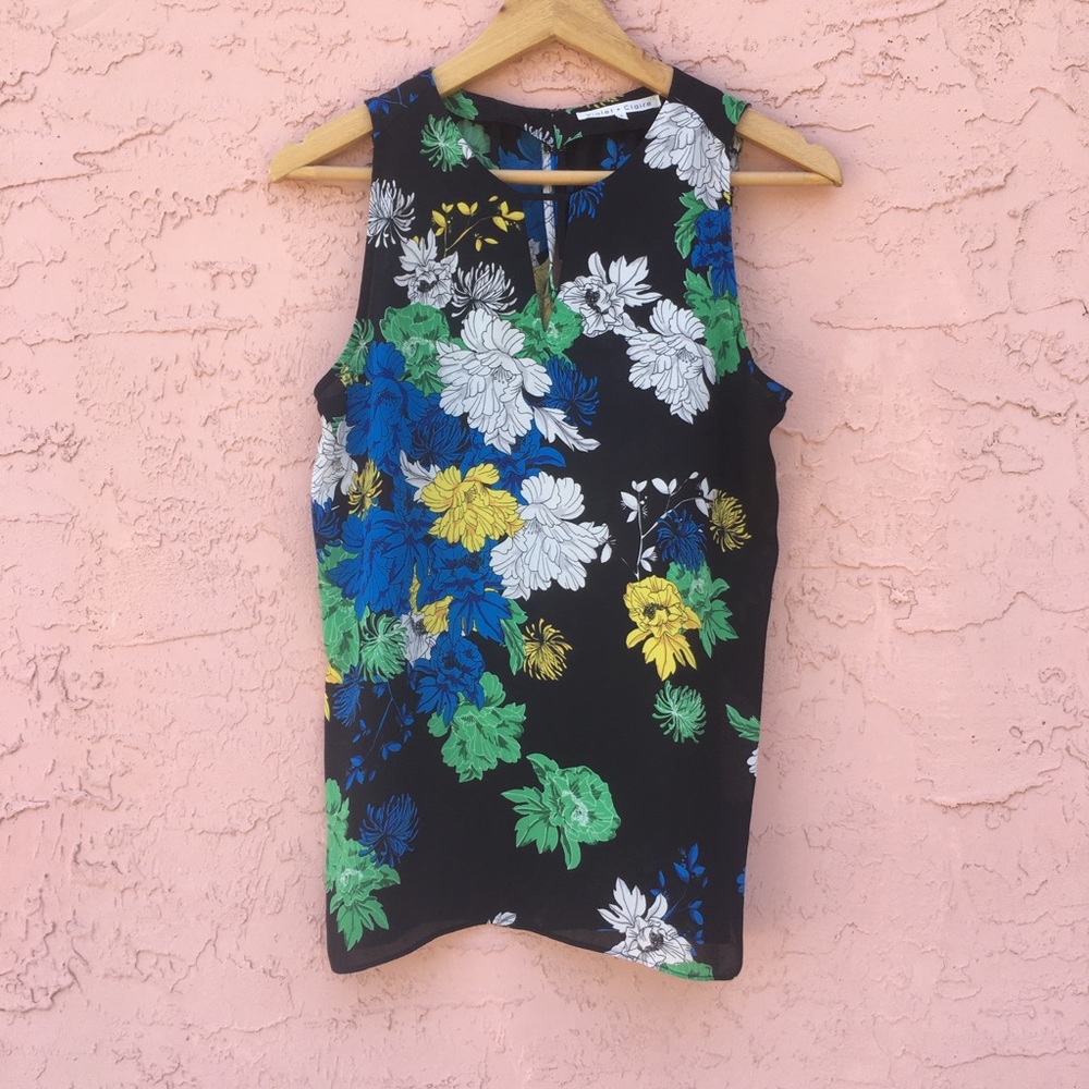 Violet + Claire Sheer Floral Sleeveless Blouse